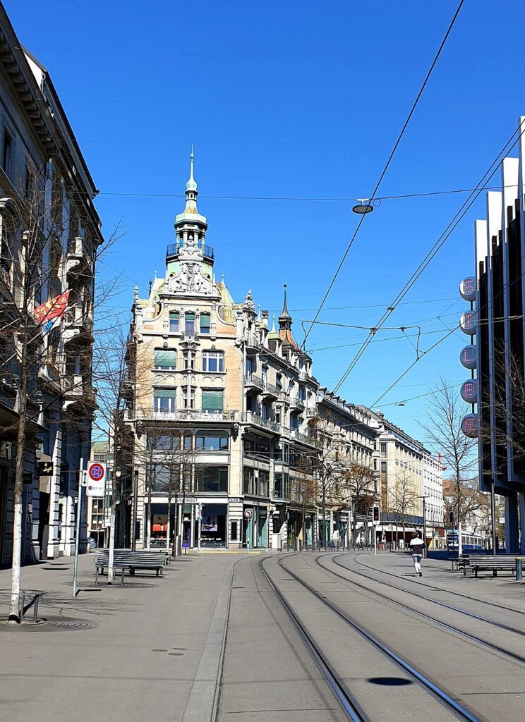 Bahnhofstrasse shopping street in Zurich Switzerland