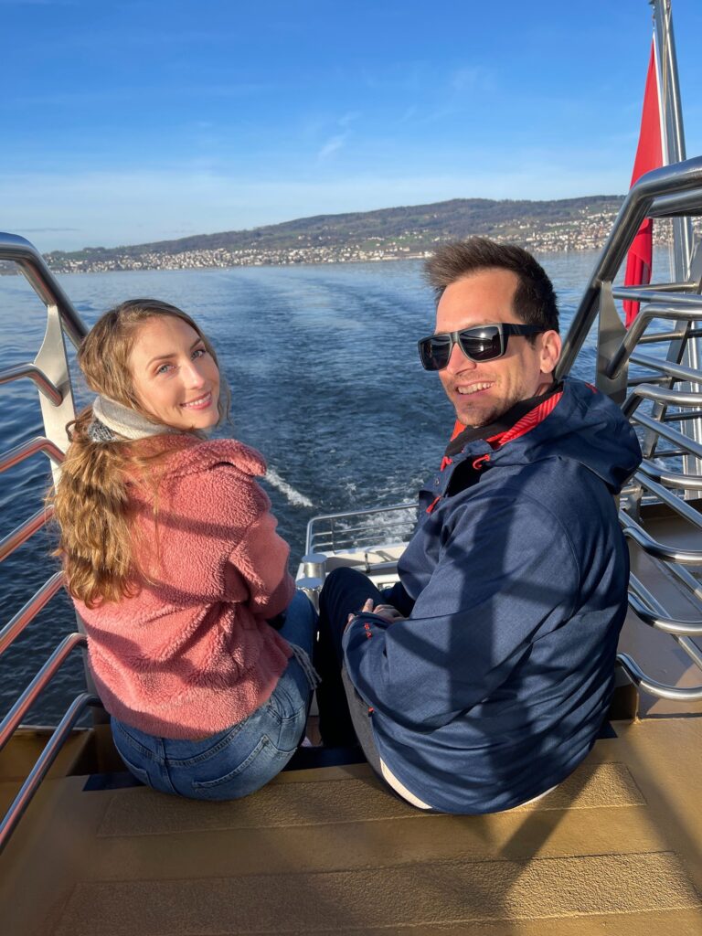 taking a ride on a ferry boat on Lake Zurich in Switzerland