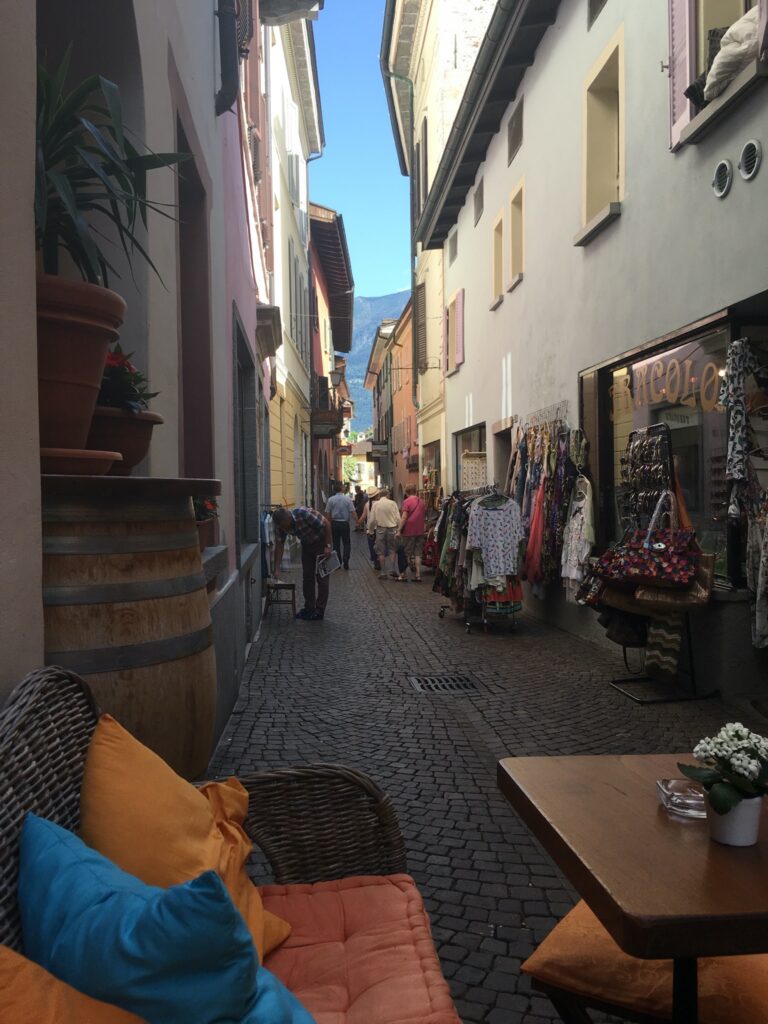 alleyway with shops in ascona switzerland