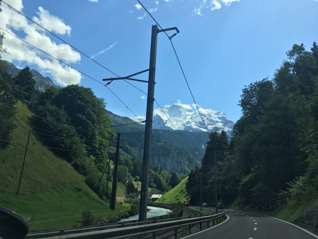 road with trees on the way to Lauterbrunnen Switzerland