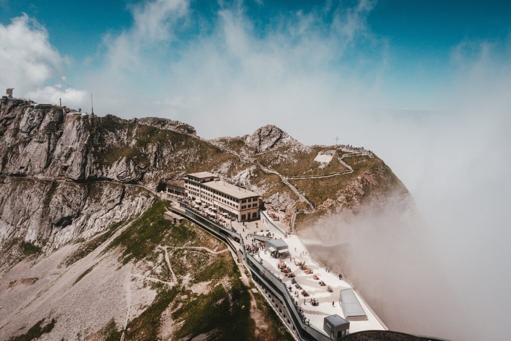 aerial view of mount pilatus in switzerland