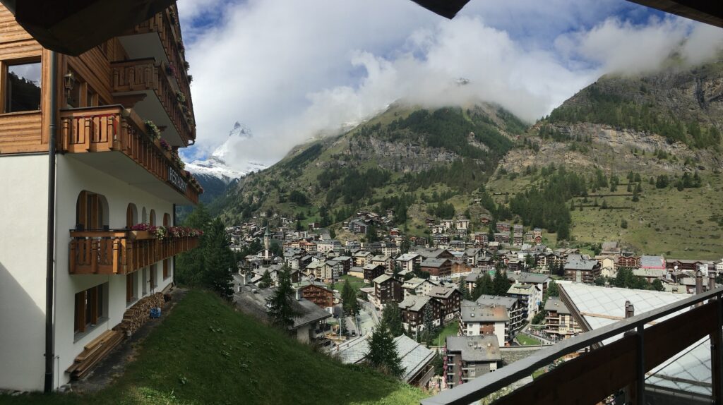 view of Zermatt Switzerland from a hotel