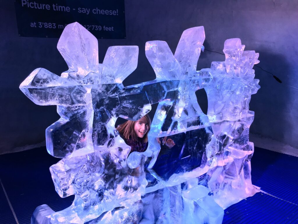 ice sculpture in glacier palace in zermatt switzerland