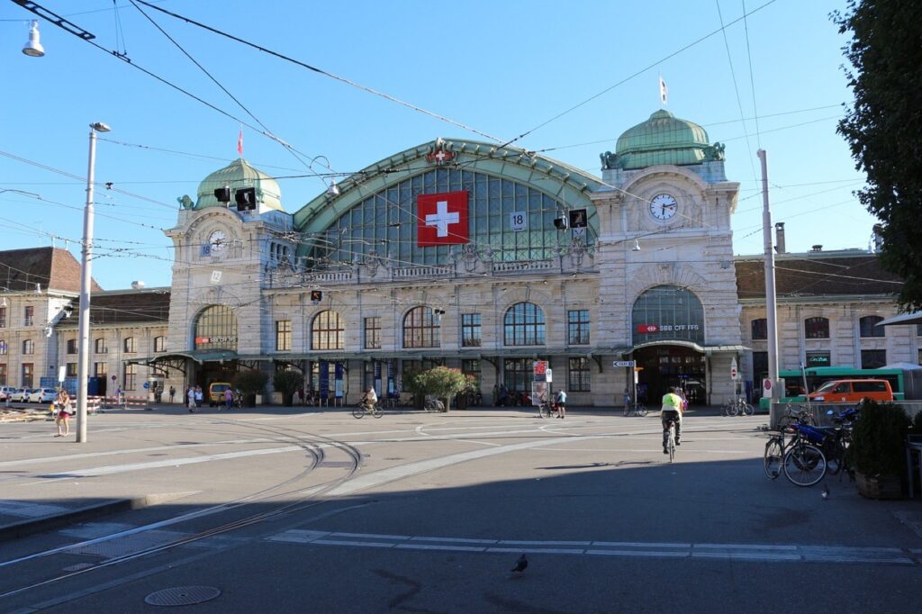 basel bahnhof train station in switzerland