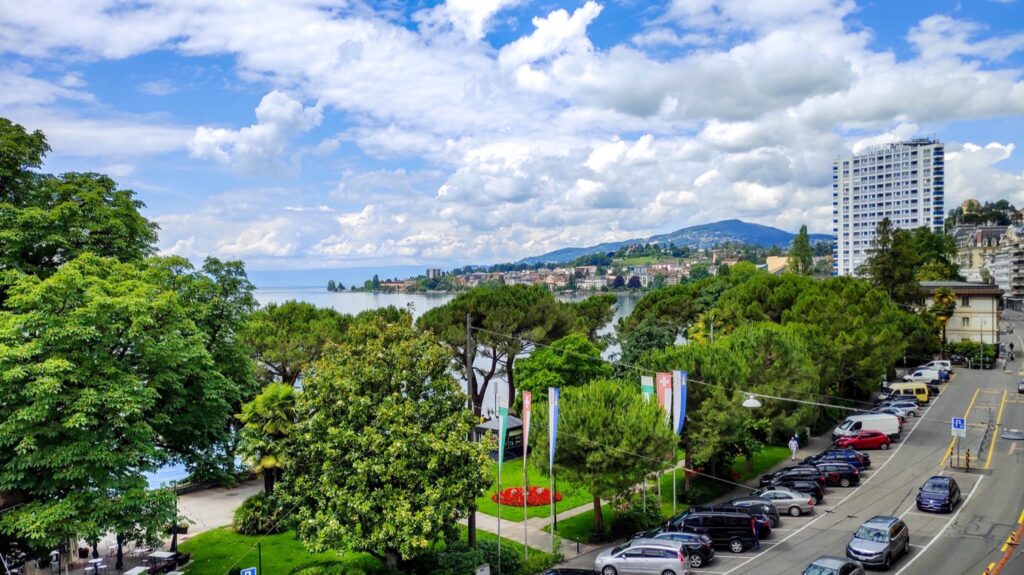 street with cars in montreux switzerland